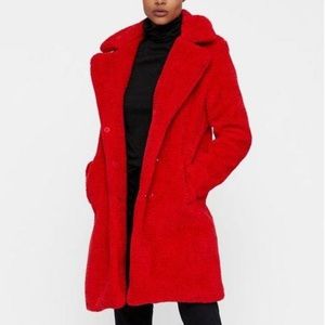 Red Teddy Coat - Vera Moda